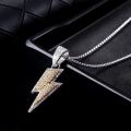 European and American full of diamonds, double-layer lightning necklace, tide men, personality, light luxury pendants, punk hip-hop accessories, long sweaters, chain women.