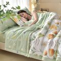 Simple Modern Air Condition Thin Blanket Summer Quilt Cotton Fluffy Plaid Blanket On The Bed Comfortable Comforter. 