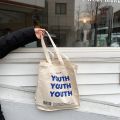 Women Canvas Shopping Bag YOUTH Letters Print Female Cotton Cloth Shoulder Bag Eco Handbag Tote Reusable Grocery Shopper Bags. 