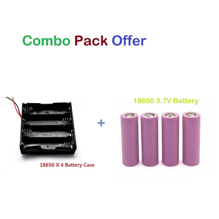3.7V / 4.2V 18650 Four Lithium Battery Storage Case Box Holder With 4 Pcs 18650 3.7V Lithium Rechargeable Battery
