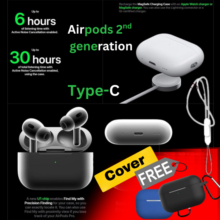 AirPods Pro 2nd Generation High-Quality Wireless Earbuds with Immersive Sound, Bluetooth 5.0, Volume Control, and Charging Case