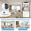 6MP WiFi IP Camera Dual Lens Dual Screen Baby Monitor Home Security Camera PTZ Auto Tracking CCTV Video Surveillance iCsee. 