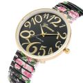 Fashion Women Quartz Watch Large Arabic Number Dial Ladies Wristwatch Unique Elastic Printing Strap Girls Watches Reloj Mujer. 
