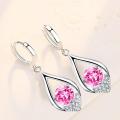 women's fashion jewelry leaf drop earrings blue pink earrings. 