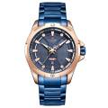 NAVIFORCE NF9161 Royal Blue Stainless Steel Analog Watch for Men - RoseGold and Royal Blue.