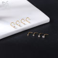 ZS 1 Piece 1.5/2/2.5/3MM Round CZ Crystal Nose Stud 20G 18G Stainless Steel Nose Piercings Pin L Shape Nostril Piercing Jewelry.