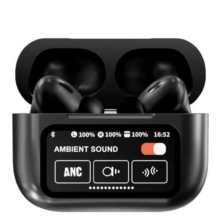 Airpods%20A9%20Pro%20Touch%20Screen%20Display%20with%20ANC%20ENC%20TWS%20Earbuds%20-%20Black%20-%20Image%204