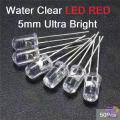 Water Clear LED Red 5mm Ultra Bright-50Pcs.