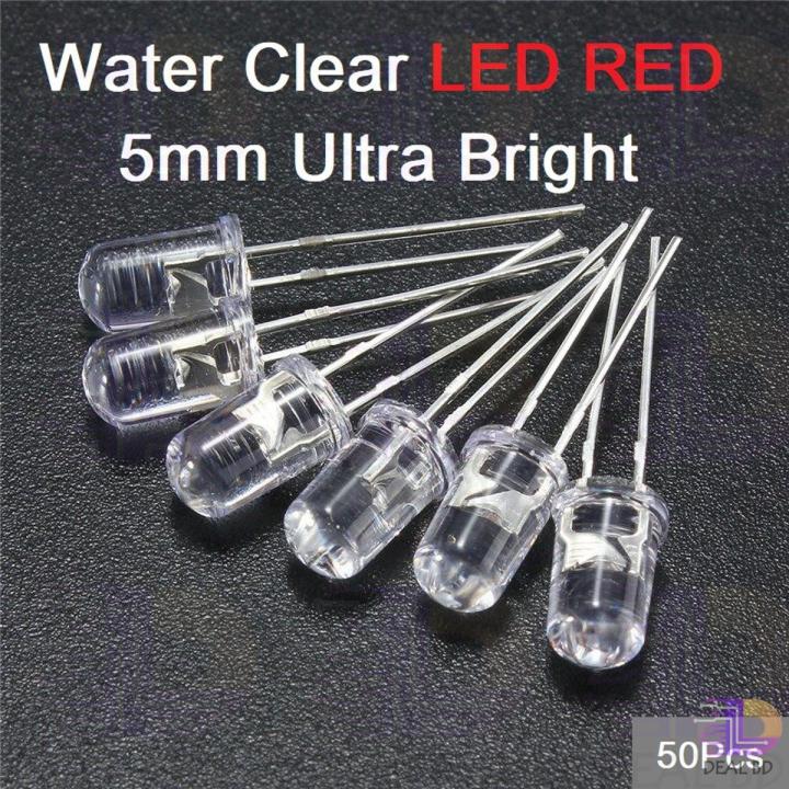 Water Clear LED Red 5mm Ultra Bright-50Pcs