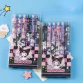 6Pcs/Set Cute Cartoon Anime Sanrio Kuromi Pen Student Stationery Gifts 0.5mm Black Ink Ball Point Pens Quick-drying Kawaii Retractable Gel Pen. 