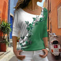 Women Spring T-shirt Pullover Floral Pattern Lady T-shirt. 