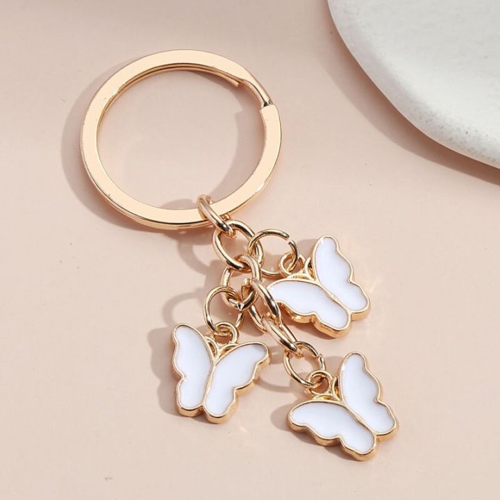 Cute Keychain Oil Butterfly Key Ring Enamel Flying Animals Key Chains For Women Girls Handbag Accessorie Handmade Jewelry