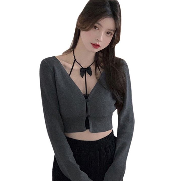 Autumn%20Women%20Knitted%20Cardigan%20Sweater%20Solid%20High-Waist%20Single-Breasted%20Long%20Sleeve%20Fit%20Short%20Coat%20Slim%20Sunscreen%20Tops%20-%20Image%202