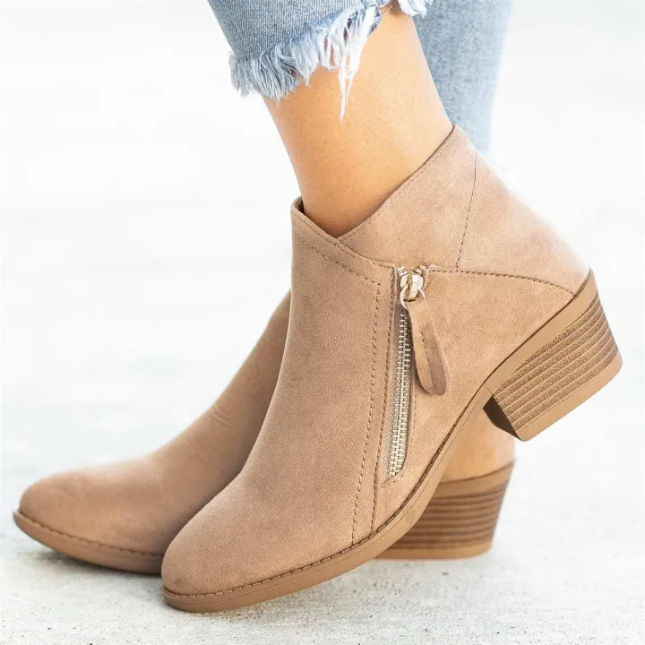 2022%20Autumn%20New%20Women's%20Boots%20European%20and%20American%20Round%20Toe%20Side%20Zipper%20Block%20Heel%20Women's%20Leather%20Boots%20Plus%20Size%20Fashion%20Solid%20Color%20Fashion%20Boots%20-%20Image%203