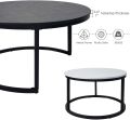 Round Coffee Tables,2 Round Nesting Table Set Circle Coffee Table with Storage Open Shelf for Living Room Modern Minimalist Style Furniture Side End Table of Stable(Black &. 
