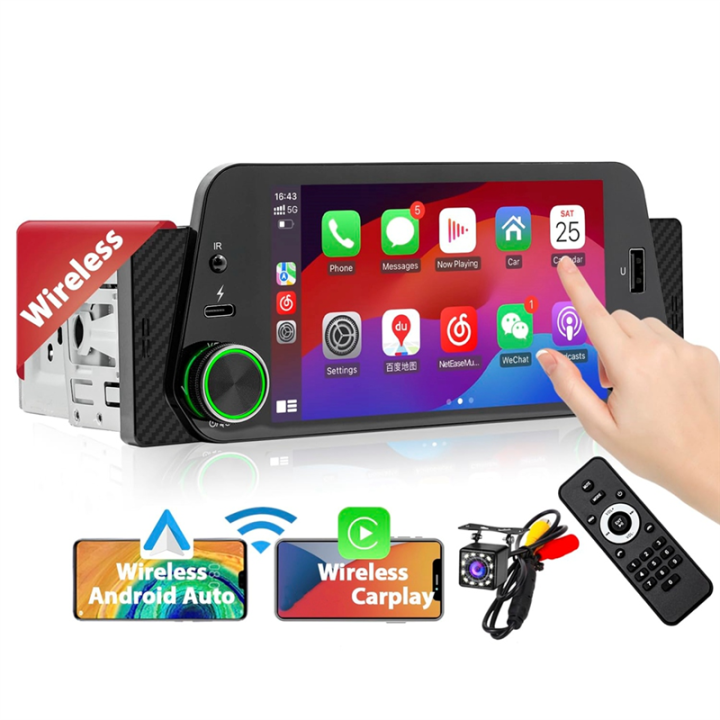 Single%20Din%20Car%20Stereo%20Car%20Stereo%20Car%20Radio%20with%20Wireless%20CarPlay/Android%20Auto,%20Touchscreen%20Radio,%20Bluetooth,%20Backup%20Camera,%20Mirror-Link%20-%20Image%203