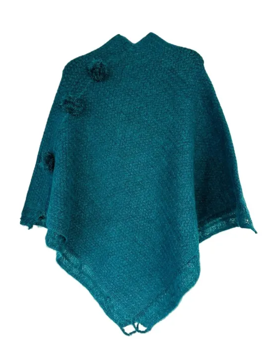 Women's%20Poncho%20Sweater%20Winter%20Collection%20Jacquard%20Knit%20Wool%20Blend%20Sleeveless%20V-Neck%20-%20Image%203