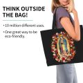 Printed Our Lady Of Guadalupe Mexican Virgin Mary Tote Shopping Bag Canvas Shoulder Shopper Mexico Catholic Saint Handbag. 