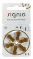 Signia Hearing Aid Battery Size 312, Pack of 6 Batteries.