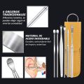 6PCS Ear Pick Set Portable Ear Cleaner Set Stainless Steel With PU Lather Cas. 