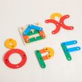 Two-in-one Wooden Pegboard Puzzle And Tic-tac-toe Game, Letter Number Shape Color Sorter Educational Stacking Blocks Toy Set.