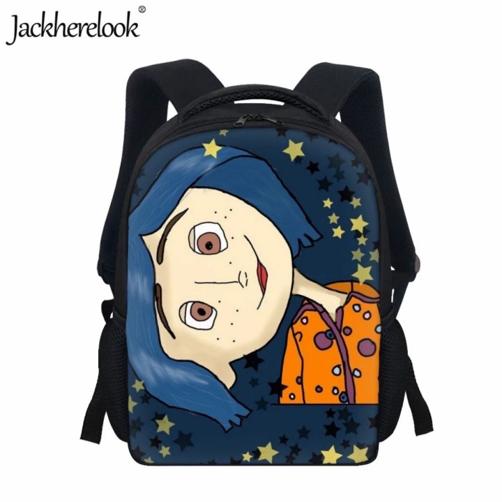 Jackherelook Cartoon Coraline Fluffy Print School Bag for Kids Practical Travel Backpack Children's School Lunch Bag Book Bags