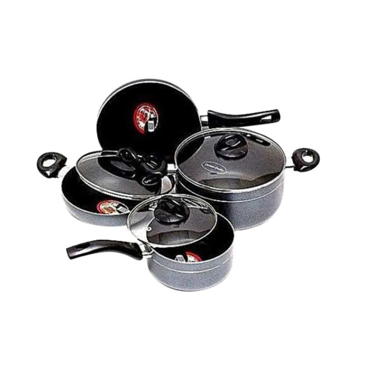 Exclusive Non Stick 7 PCs Cookware Set - Black and Silver