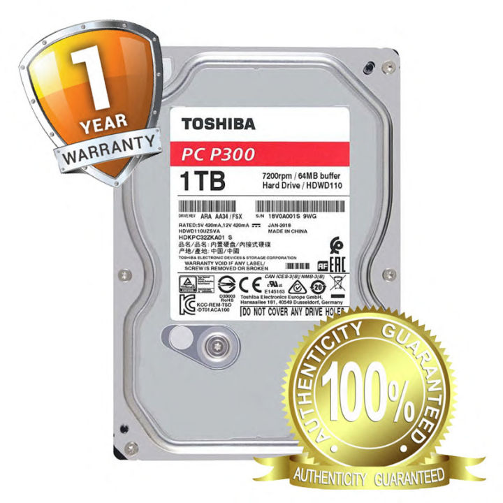 Desktop PC Internal Hard Drive 1TB Toshiba PC P300 SATA
