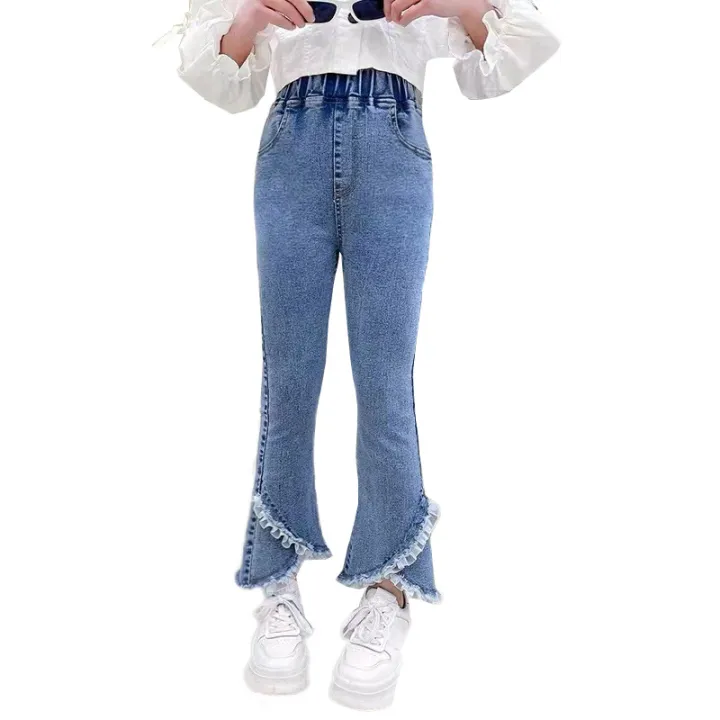 Girls'%20pants%20spring%20and%20autumn%20wear%202024%20new%20foreign%20elastic%20slim%20denim%20flared%20pants%20children's%20spring%20pants%20-%20Image%205