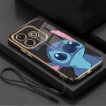 realme Note 50 note50 2024 Lovely Monster Stitch Rubber Phone Cover Glossy Plating Case Shockproof Casing with Strap.