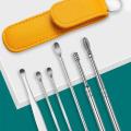 6PCS Ear Pick Set Portable Ear Cleaner Set Stainless Steel With Lather Case - Ear Pick. 