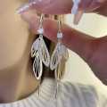 Fashion Dragonfly Wings Zircon Opal Long Tassel Earrings for Women. 