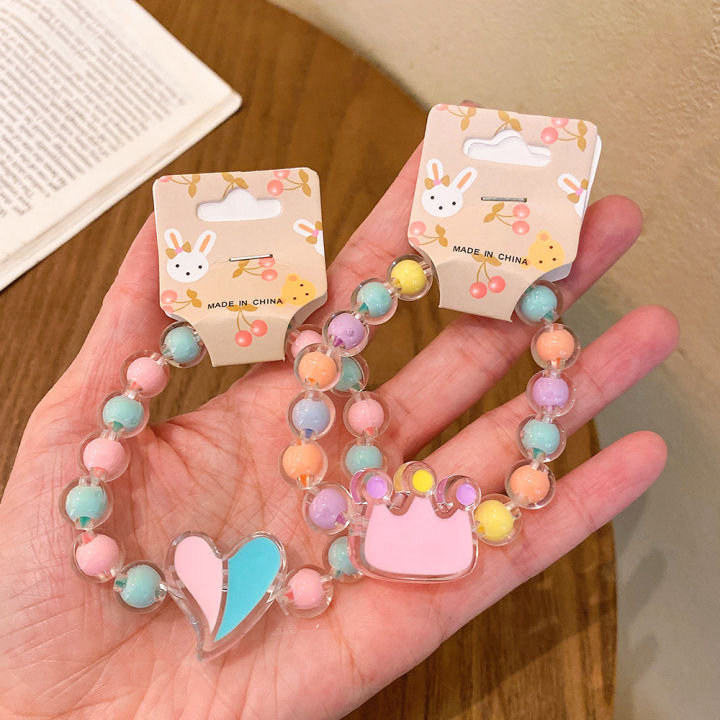 Cartoon%20kids%20bracelet%20princess%20girl%20jelly%20color%20beaded%20cute%20girl%20baby%20bracelet%20student%20jewelry%20-%20Image%203