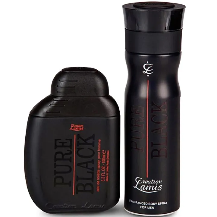 Pure Black Perfume By Creation Lamis for Men 100ML + Body Spray 200ml ...