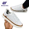 Uniqe Design Embrotary Sneakers for Men-White. 