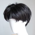 Wig boy short straight hair Korean version fluffy handsome oblique bangs students retro simulation high temperature hair natural realistic hair set. 