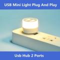 USB Mini Light Plug And Play Usb Gadgets Hub 2Ports Gift ,Small Book Lamps LED Eye Protection Reading Desk Lighting For Computer. 