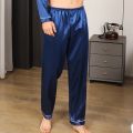 Men's Ice Silk Sleeping Pants Summer Large Casual Solid Color Comfortable Loose Breathable Spring and Autumn Home Pants. 