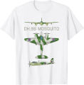 Mosquito British WW2 Fast Fighter Bomber Plane Diagram T-Shirt Short Sleeve Casual 100% Cotton O-Neck Summer Men Tees.