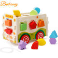 Kids Montessori Wooden Assembly Shape Matching Train Toy Puzzles Building Blocks Educational Toy Teaching Aids. 