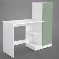 Study Table with Cabinet - Ambosh Cupboard Computer Table with Bottom Storage Space Engineered Wood Office Desk with Adjustable Shelves for PC Laptop Gaming (White, Green) 50/48.