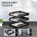 Effective file rack three-layer file tray folder storage box bookshelf simple desk student use book standing file storage desk storage multi-layer rack file box office supplies. 