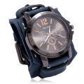 European and American cross-border jewelry manufacturers, retro domineering men's cowhide watches, double-layer hand-stitched punk bracelets.