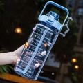 Ready Stock 2000ml Water Bottle Tumbler with straw & reminder time High capacity 2 Liter 2L Gym Outdoor Sport kettle. 