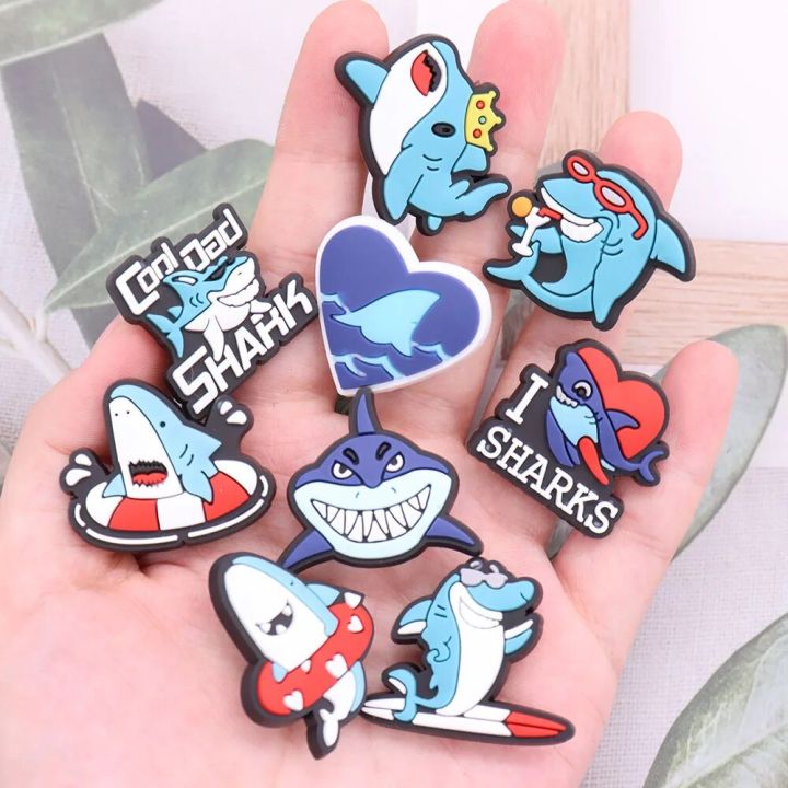 【NEW】 1Pcs PVC Cool Shark Shoes Accessories Engineering