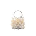 Little Red Book White Pearl Ball Bag Handmade Beaded Ladies Evening Wedding Party Bridal Pearl Handbag.