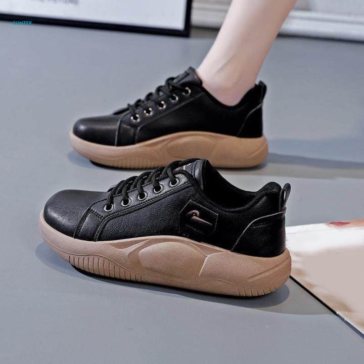 Women Casual Sneakers Lightweight Lace up Shoes Height Increase Comfortable  Running Shoes for Hiking Autumn Spring Pants Ladies Girls Shorts Black, 