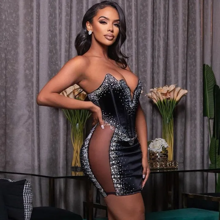 Mesh%20Rhinestone%20Short%20Prom%20Corset%20Dresses%20V%20Neck%20See%20Through%20Night%20Club%20Outfits%20Party%20Evening%20Bodycon%20Diamond%20Mini%20Dress%20-%20Image%202