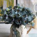 Shabby chic Bouquet European Pretty Bride Wedding Small Peony Silk Flowers Cheap Mini Flowers for Home Decoration Indoor.