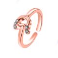 Fashion Simple 26 Letter Rhinestone Inlaid Opening Finger Ring Lady Jewelry Gift. 